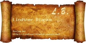 Lindtner Blanka névjegykártya